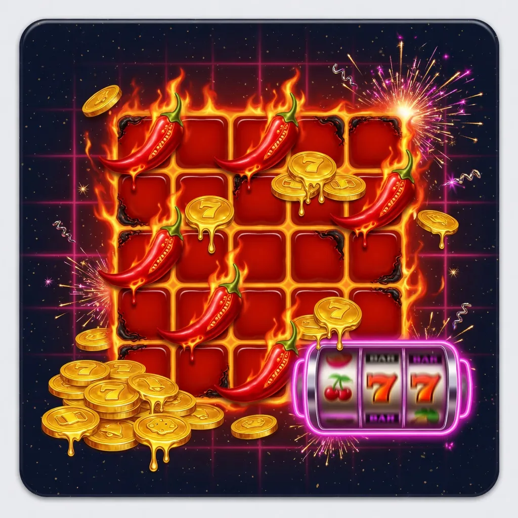 Fiery chili grid and slot reels for Red Hot Slingo free play